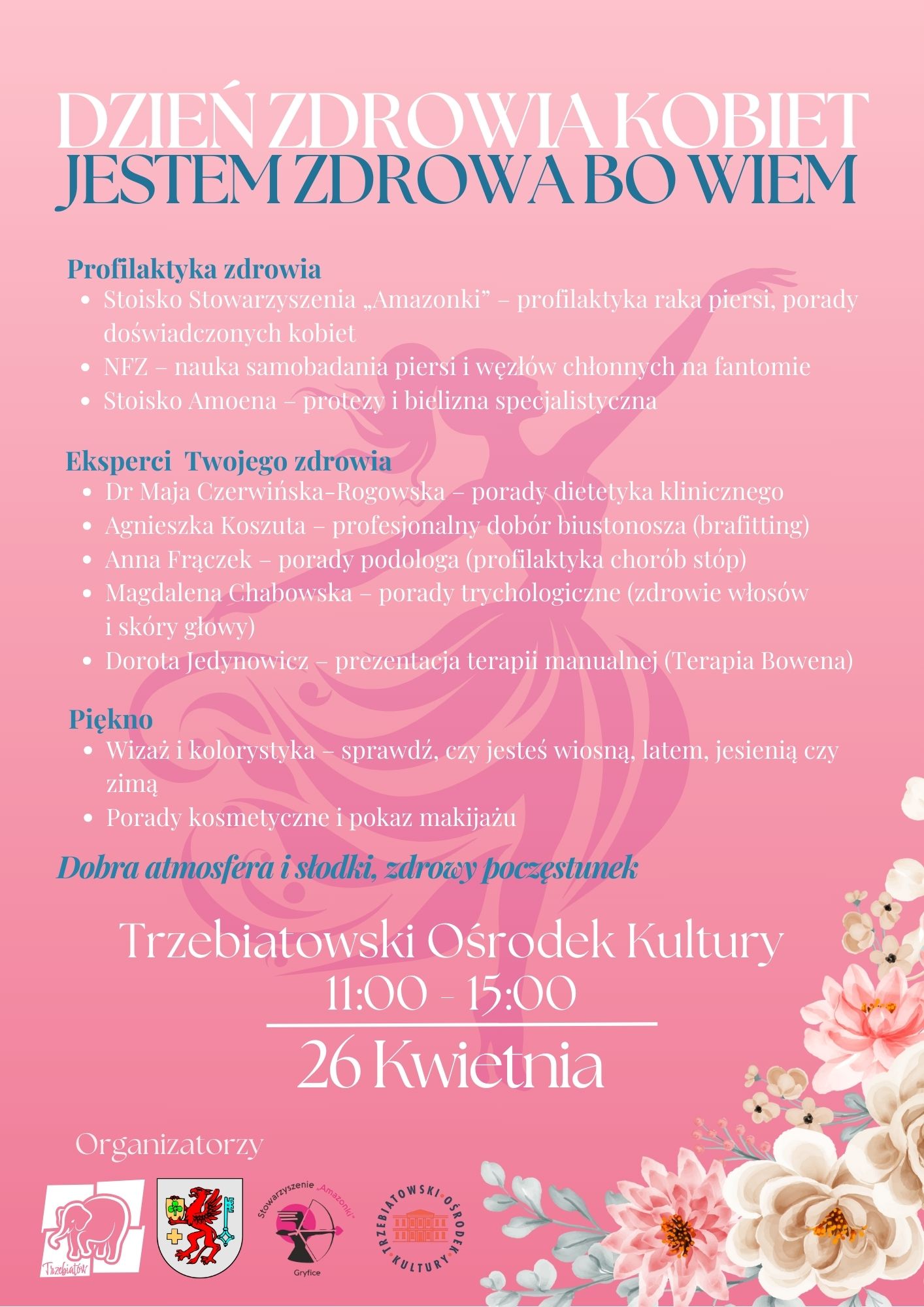 Plakat Wydarzenia jestem zdrowa bo&nbsp;wiem, kt&oacute;re odbędzie się 26 kwietnia 