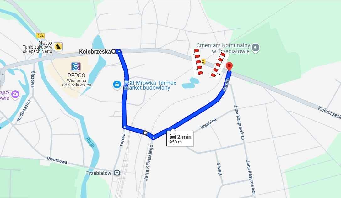 Zdjęcie do Zmiana w tymczasowej organizacji ruchu, ul. Kołobrzeska, Trzebiat&oacute;w