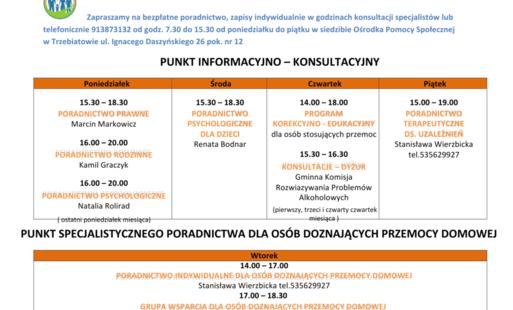 Infografika ogłoszenie o pomocy społecznej