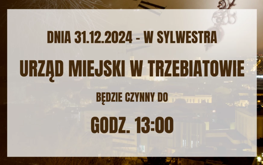Zdjęcie do W sylwestra Urząd Miejski Czynny do godz. 13:00