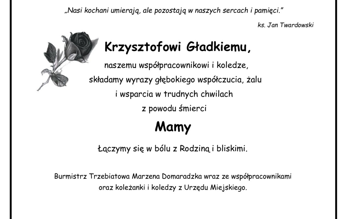 Zdjęcie do Wyrazy głębokiego wsp&oacute;łczucia ...
