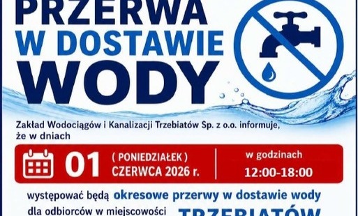 Przerwa w dostawie wody TRZEBIATÓW