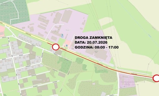 KOMUNIKAT DROGOWY: Tymczasowe zamknięcie drogi wojewódzkiej DW102