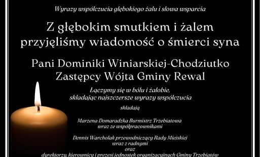 Kondolencje dla Pani Dominiki Winiarskiej-Chodziutko