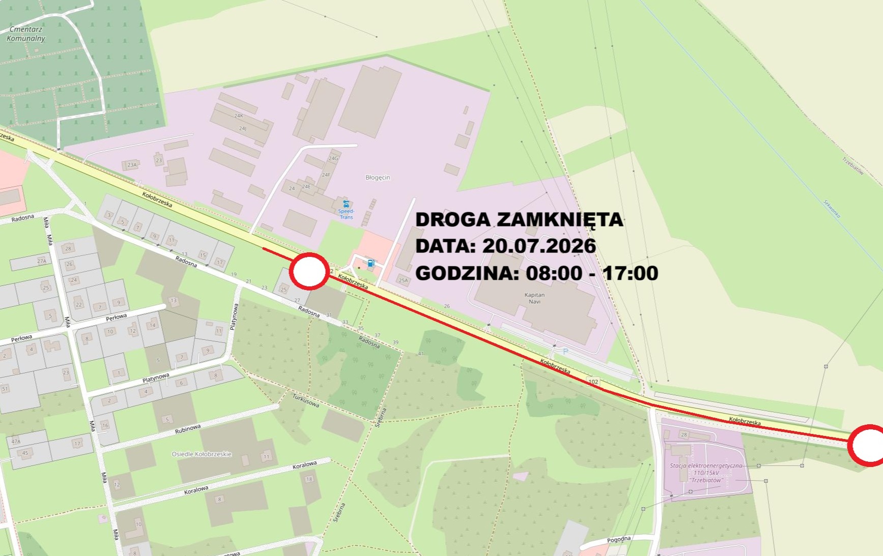 Zdjęcie do KOMUNIKAT DROGOWY: Tymczasowe zamknięcie drogi wojew&oacute;dzkiej DW102