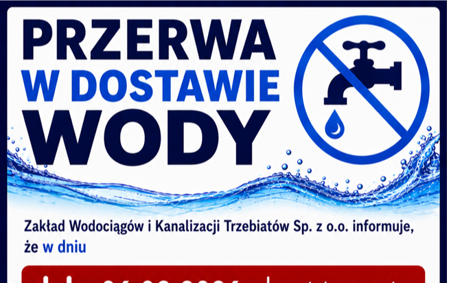 Zdjęcie do KOMUNIKAT! PRZERWA W DOSTAWIE WODY - SADLENKO