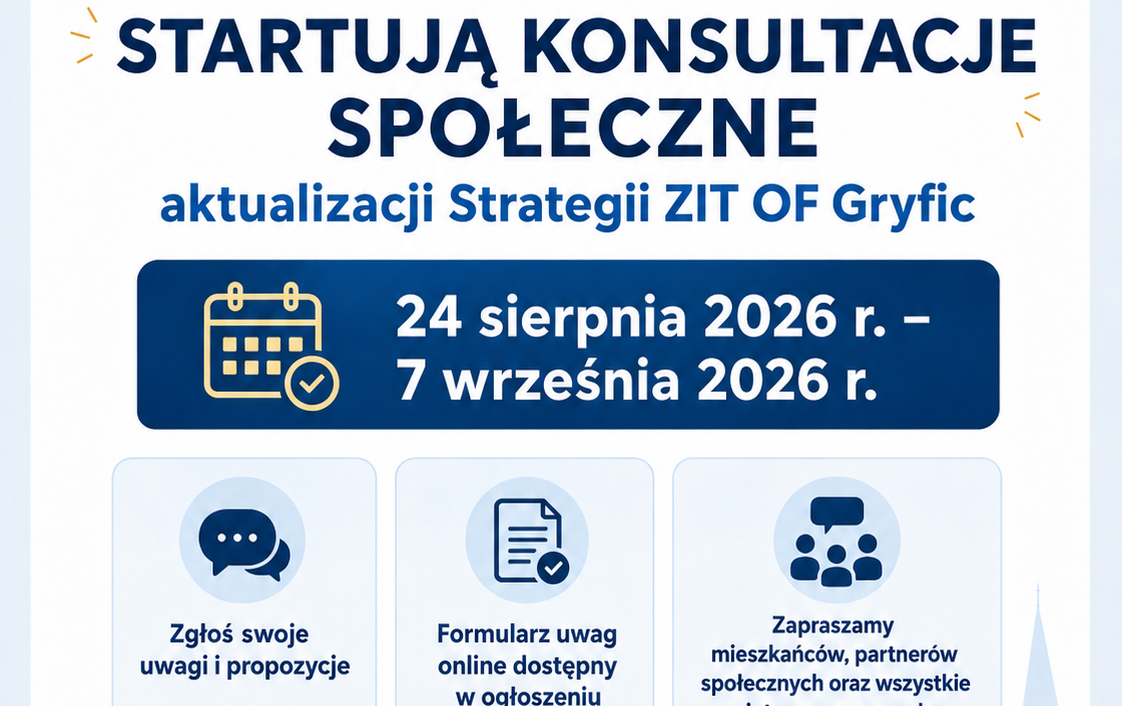 Zdjęcie do Konsultacje społeczne aktualizacji Strategii ZIT OF Gryfic