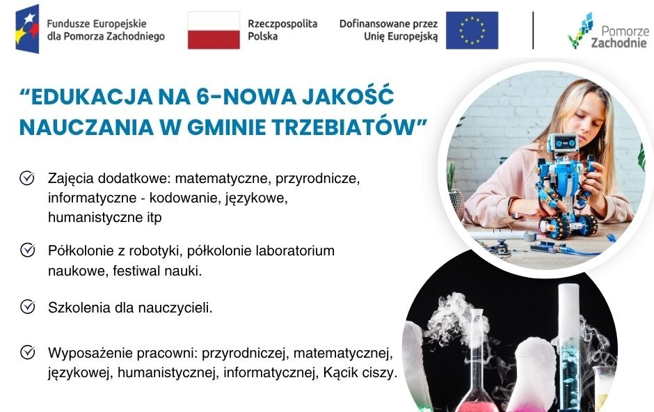 Zdjęcie do Edukacja na 6 &ndash; Nowa jakość nauczania w gminie Trzebiat&oacute;w